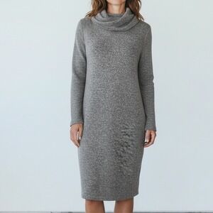 BANANA REPUBLIC Gray Women's M Cowl Neck Long Sleeve‎ Sweater Dress Work Party